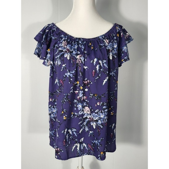 LOFT Tops - Loft Floral Purple Women's Blouse